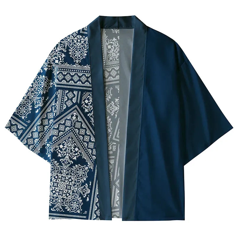 Kyoto-Lion Geometric Patterns Kimono Cardigan