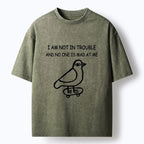 Kyoto-Lion Bird Washed T-Shirt for Daily Wear
