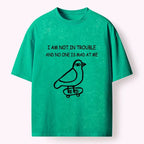 Kyoto-Lion Bird Washed T-Shirt for Daily Wear