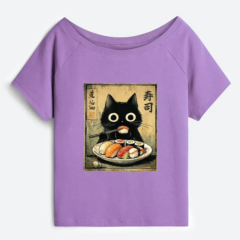 Vintage Japanese Sushi Cat T-Shirt