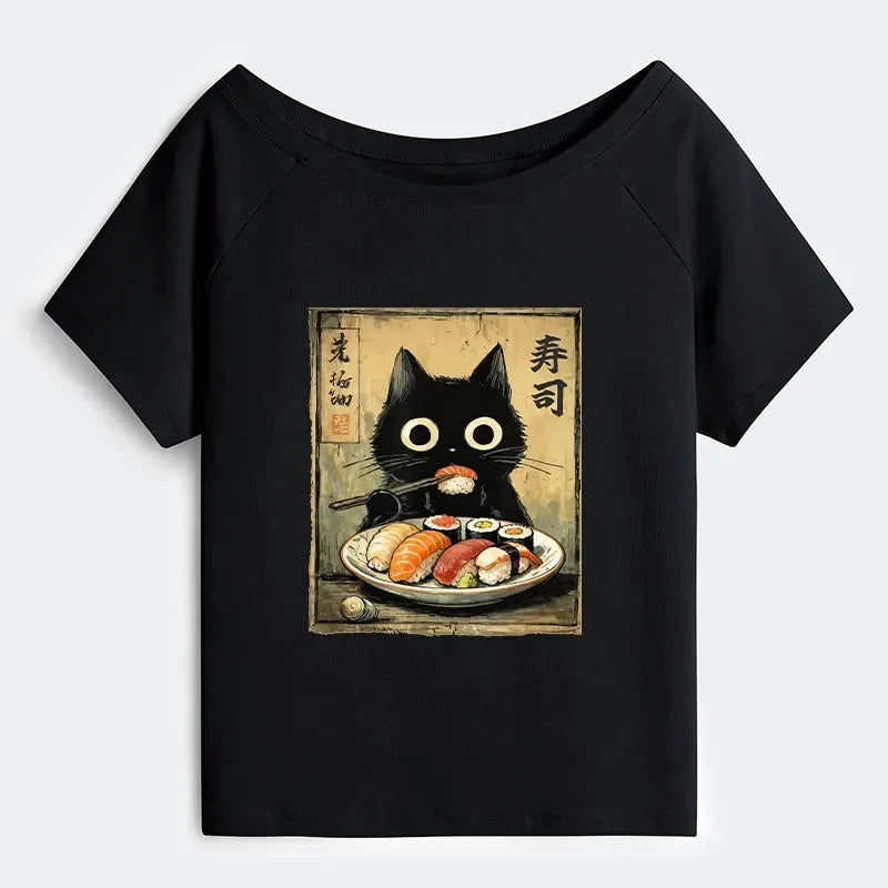 Vintage Japanese Sushi Cat T-Shirt