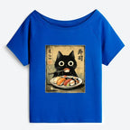 Off Shoulder Cat T-Shirt for Women