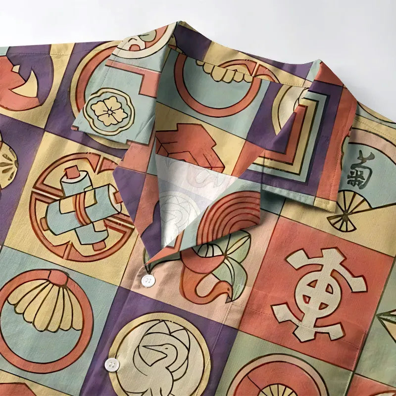 Kyoto Lion Japanese Patchwork Hawaiian Shirt