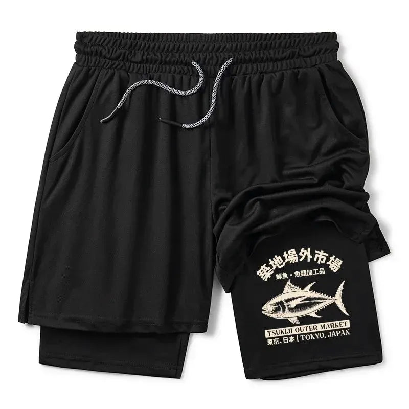 Kyoto-Lion Japan Tsukiji Fish Market Training Shorts