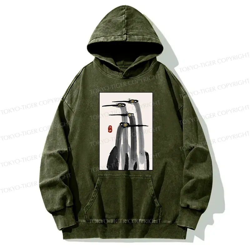 Kyoto-Lion Japanese Crane Poster Washed Hoodie