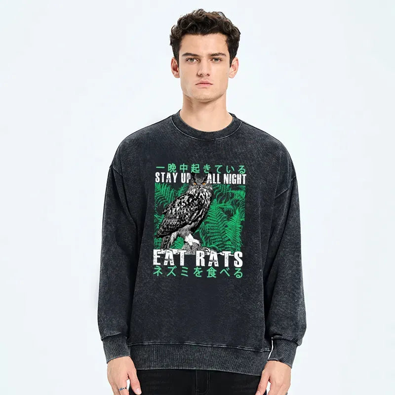 japanese owl sweatshirt for daily wear