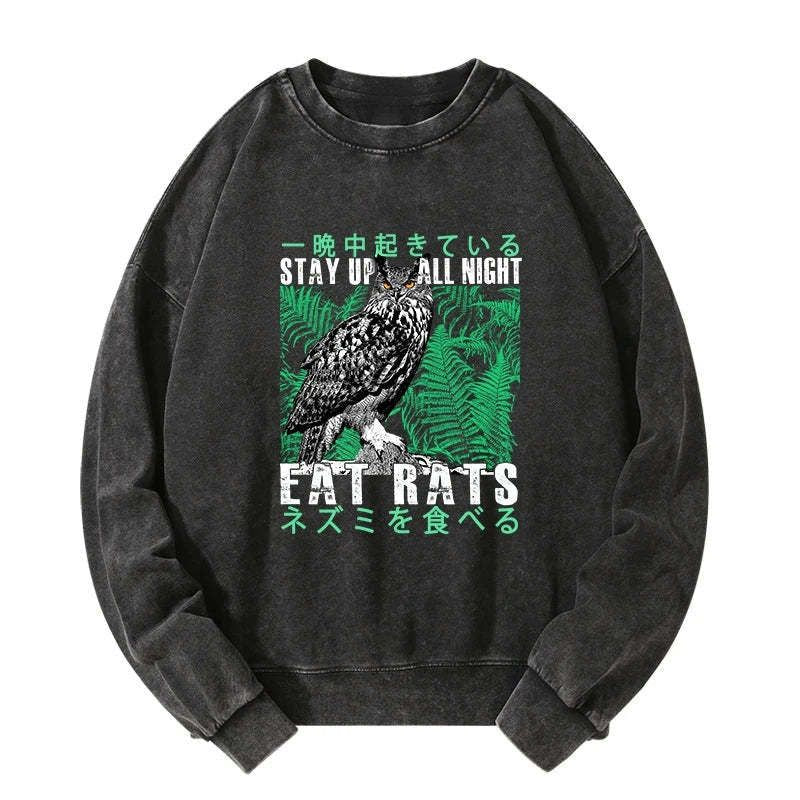 japanese owl sweatshirt for daily wear