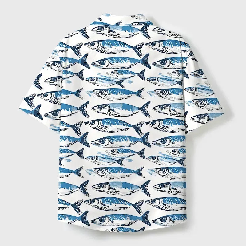 Japanese Lion Cuban Collar Shirt for Summer