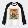 Kyoto-Lion Hamster Eating Ramen Raglan Long Sleeve T-shirt