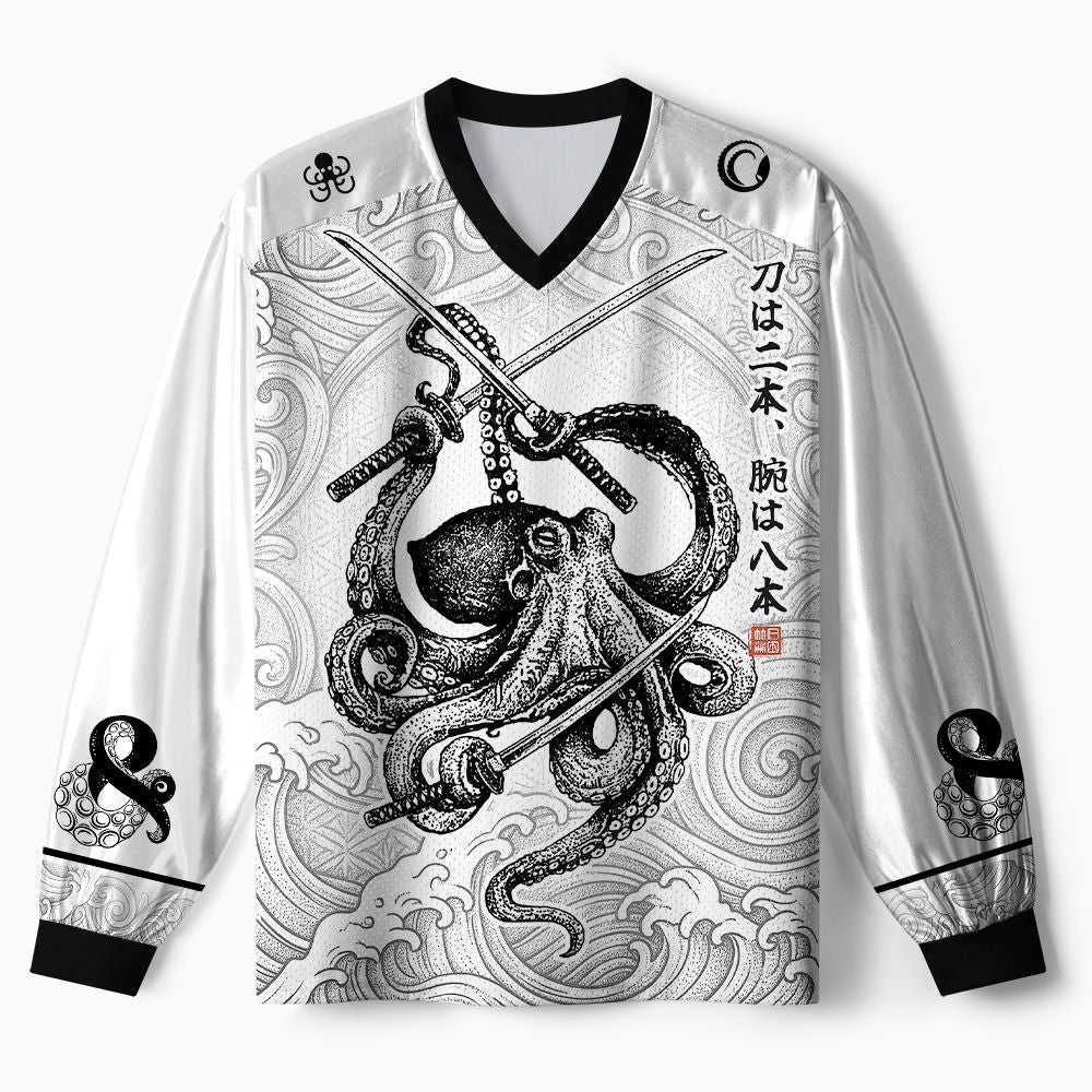 Kyoto-Lion Samurai Octopus Warrior Paneled Long Sleeve Jersey