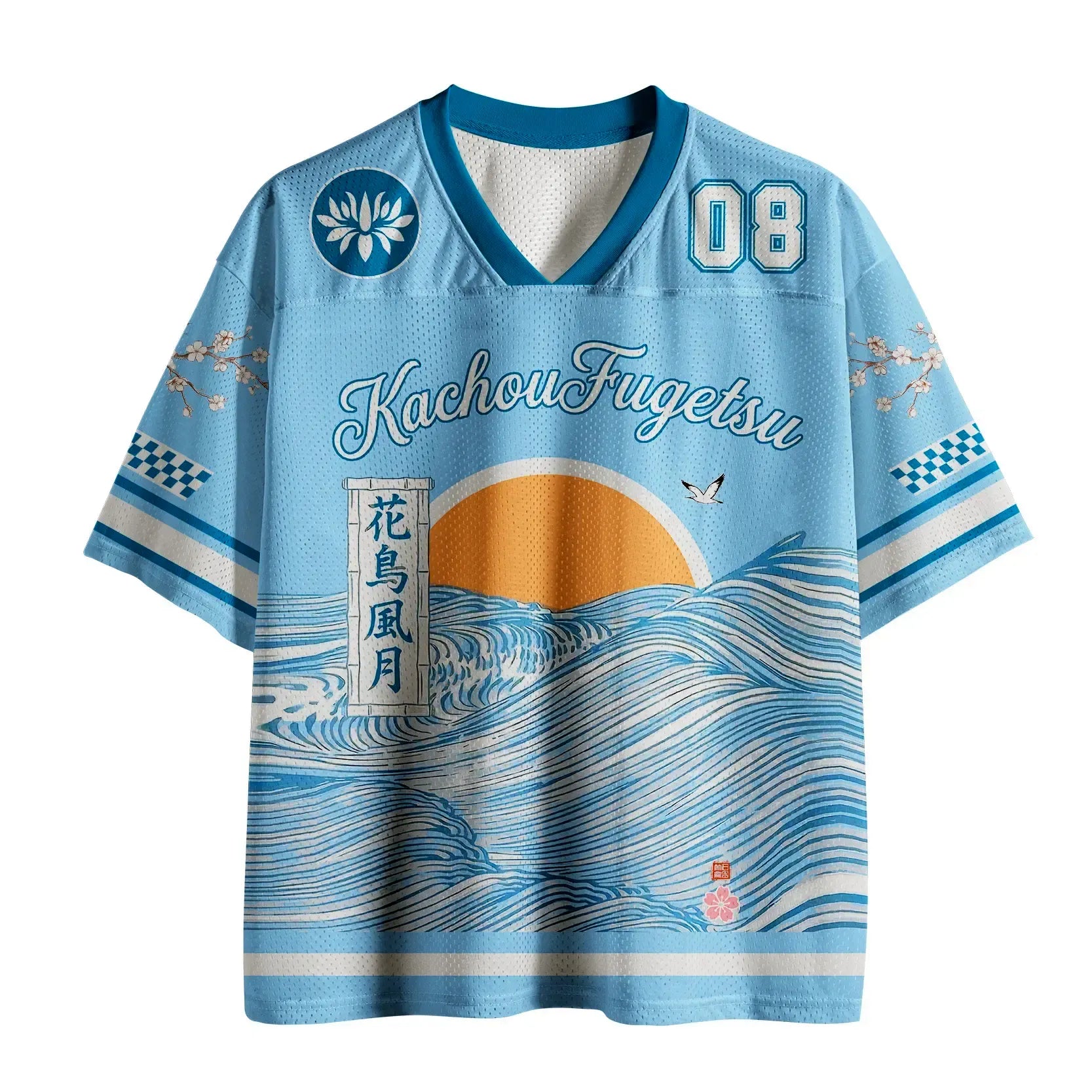 Japanese Waves Mesh Jersey for Daily Wear