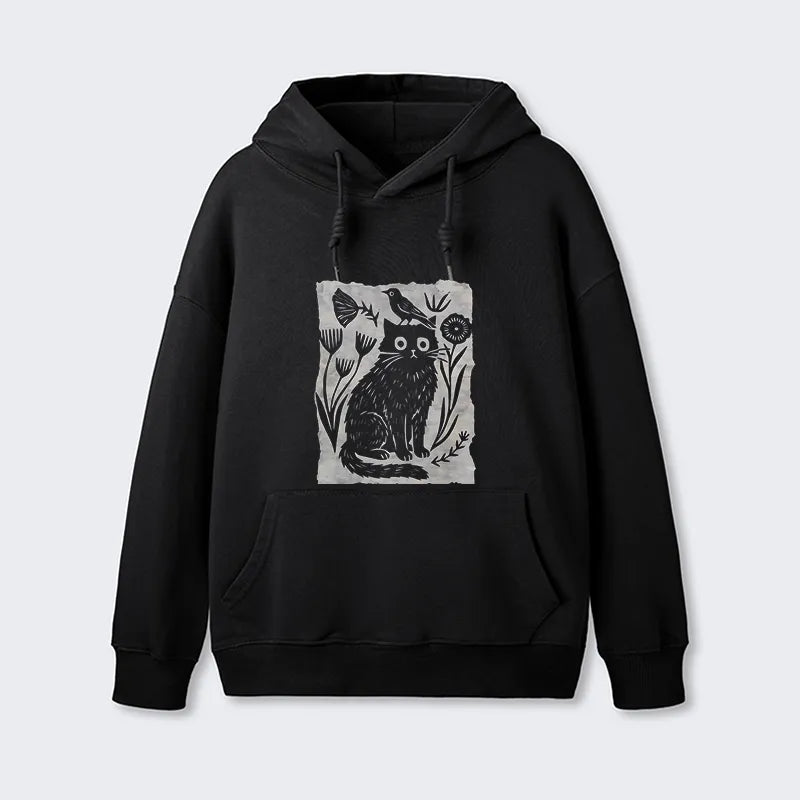 Kyoto-Lion Folk Paper Cut Cat Bird Floral Art Classic Hoodie