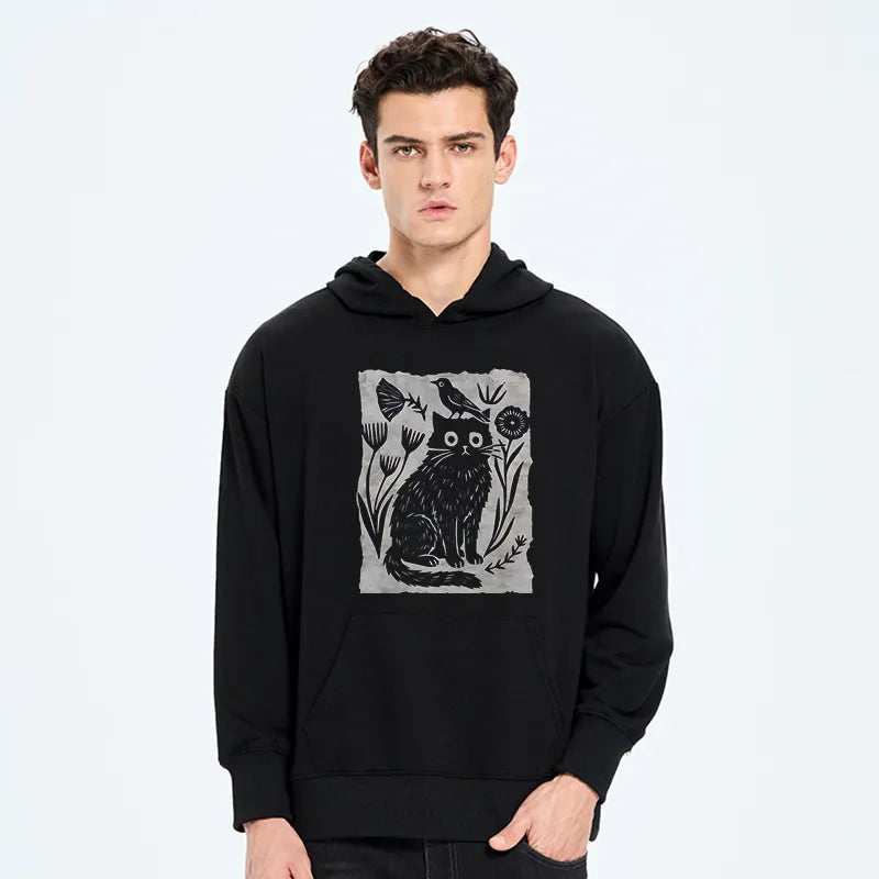 Kyoto-Lion Folk Paper Cut Cat Bird Floral Art Classic Hoodie