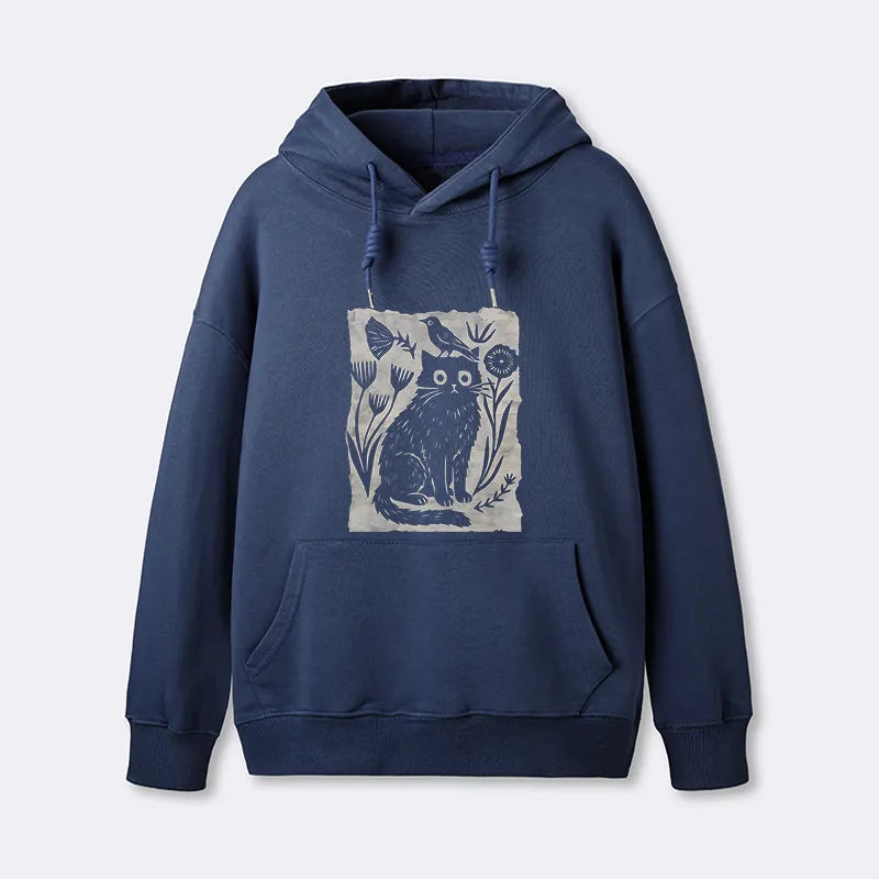 Kyoto-Lion Folk Paper Cut Cat Bird Floral Art Classic Hoodie