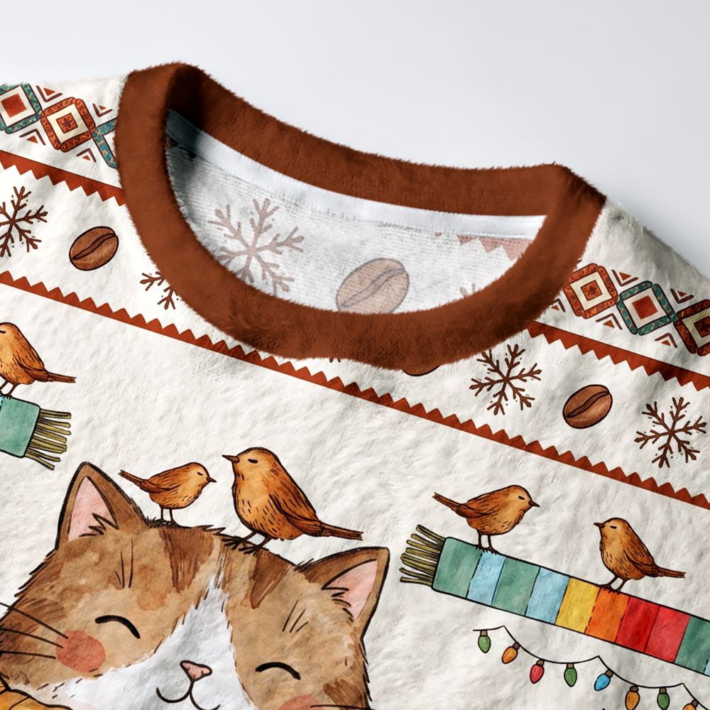 Kyoto-Lion Cat’s Cozy Christmas Fuzzy Christmas Ugly Sweatshirt