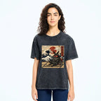 Kyoto-Lion Mothman Plays Game Japanese Funny Washed T-Shirt