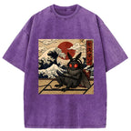 Japanese funny washed t-shirt for daily wear