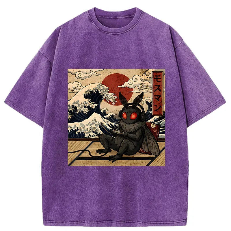 Japanese funny washed t-shirt for daily wear