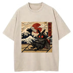 Japanese funny washed t-shirt for daily wear