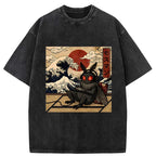 Japanese funny washed t-shirt for daily wear