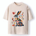 Japanese Folk Hare Bloom T-Shirt for Daily Wear