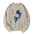 Kyoto-Lion Lucky Blue Koi Fish Art Washed Sweatshirt