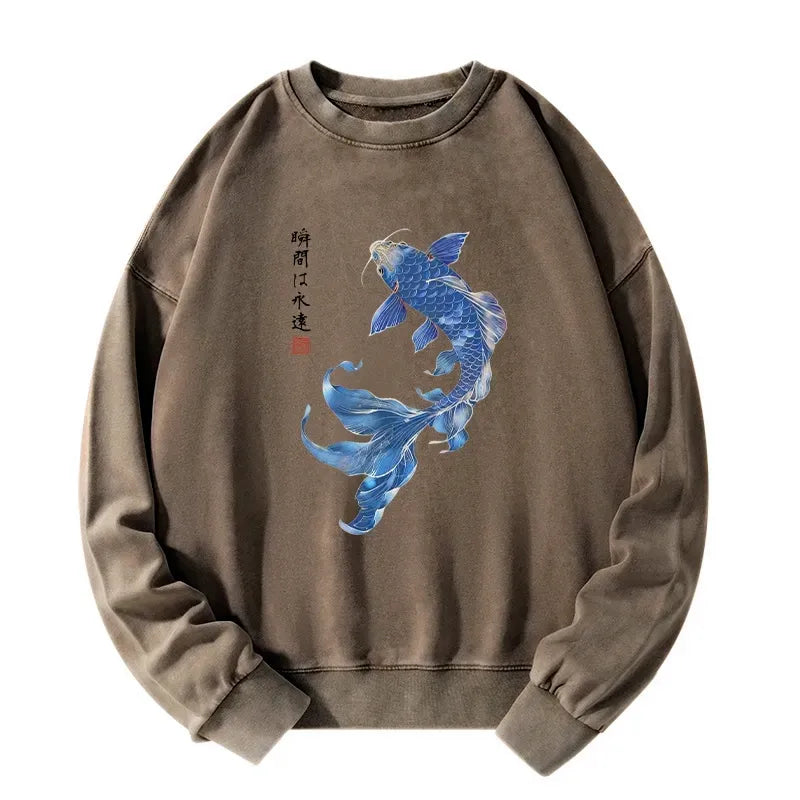 Japanese Koi Fish Washed Sweatshirt