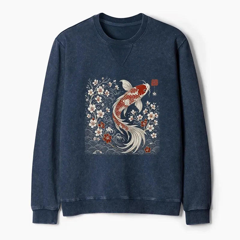 Washed Koi Sweatshirt with Free Shipping