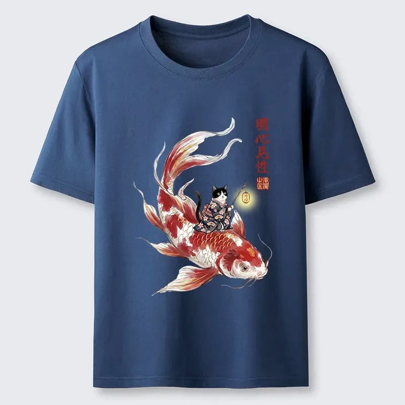 Japanese Vintage Cat T-Shirt for Summer