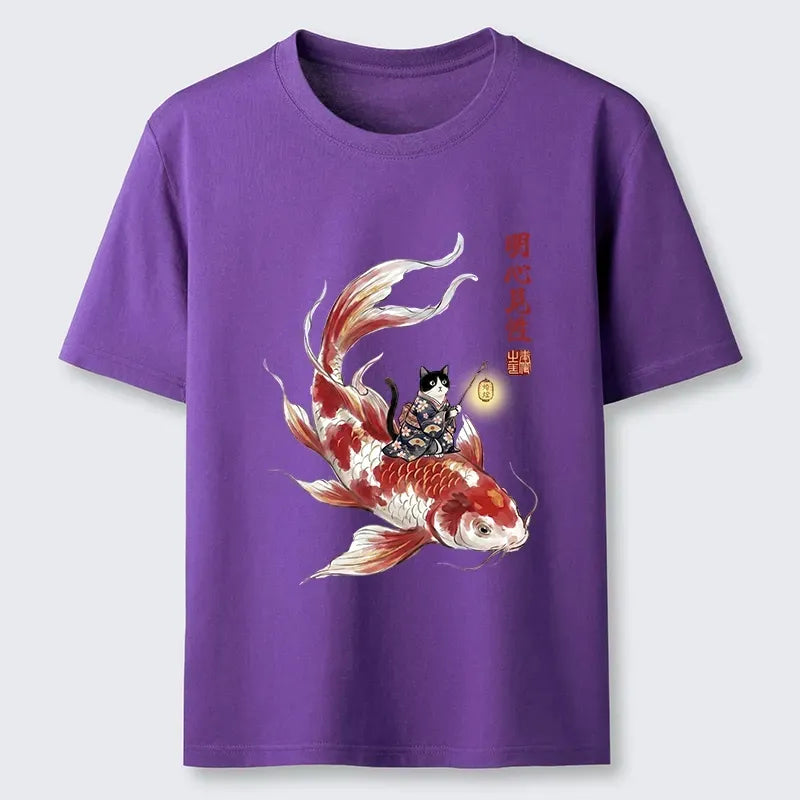 Japanese Vintage Cat T-Shirt for Summer