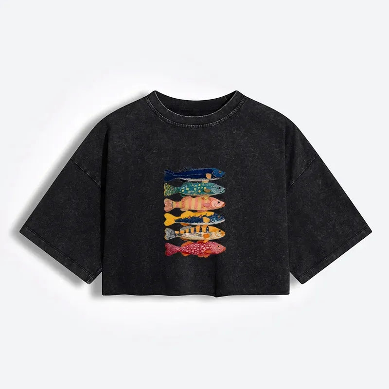 Colorful Japanese Koi Art Women's Crop Top