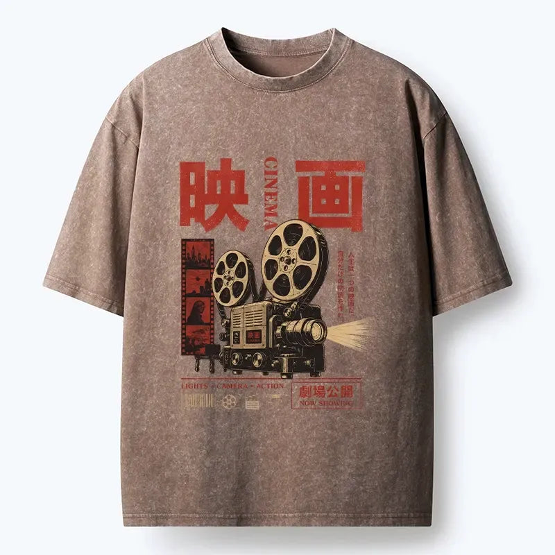retro projector washed t-shirt for everyday wear