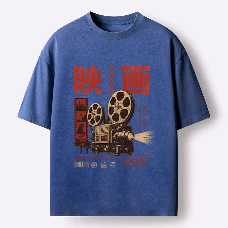 Kyoto-Lion Cinema Vibes With A Retro Projector Washed T-Shirt