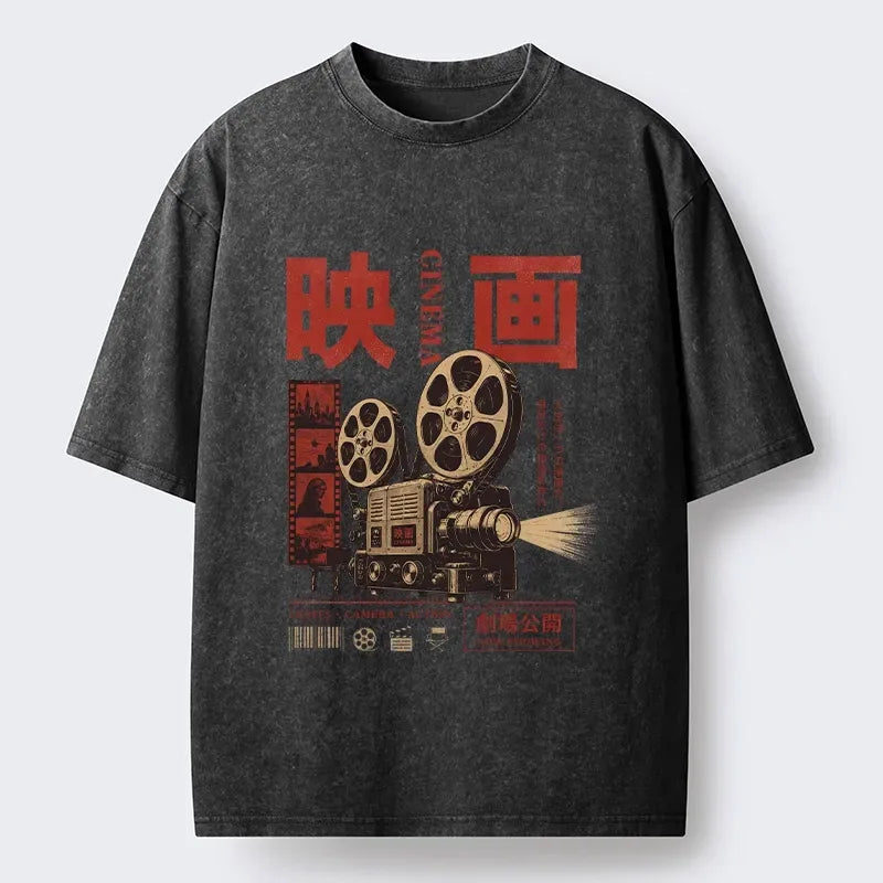 retro projector washed t-shirt for everyday wear