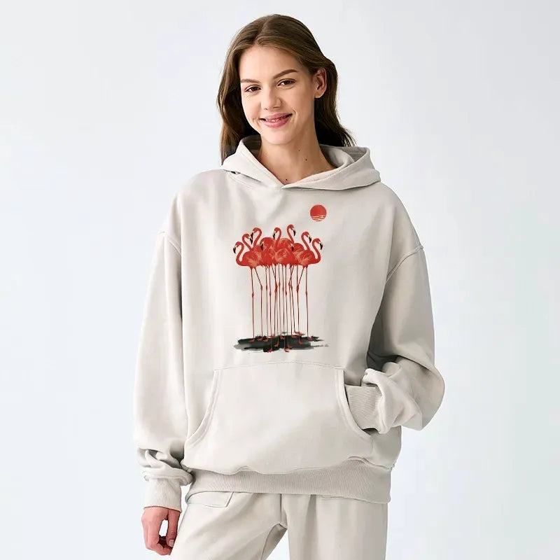 Kyoto-Lion Flamingos at Dusk Adult Fleece Hoodie