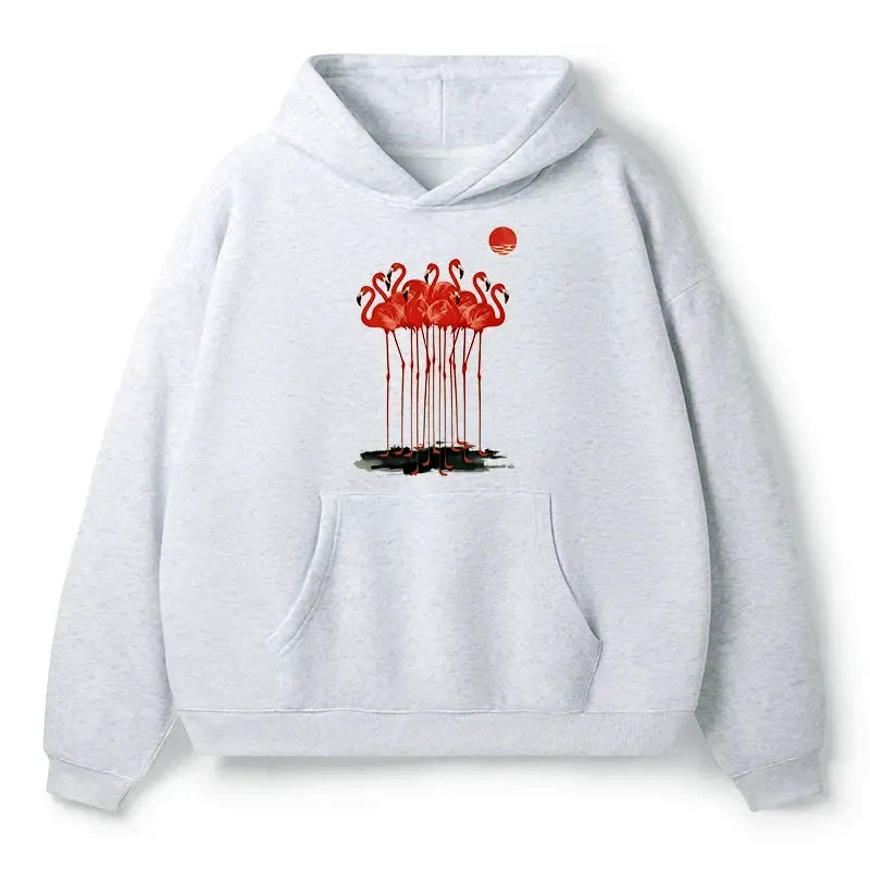 Kyoto-Lion Flamingos at Dusk Adult Fleece Hoodie