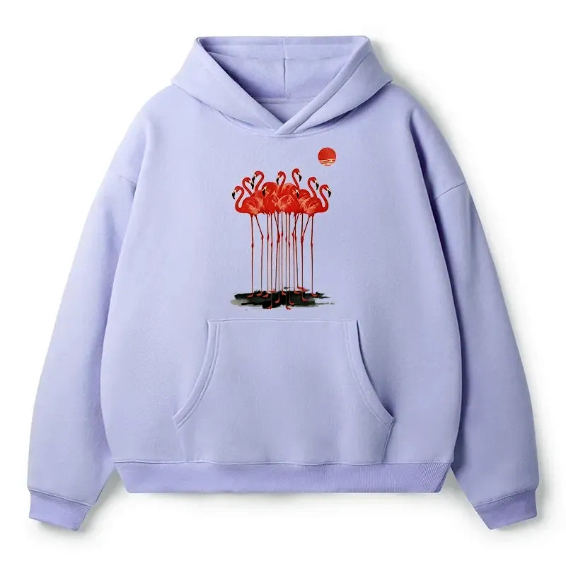 Kyoto-Lion Flamingos at Dusk Adult Fleece Hoodie