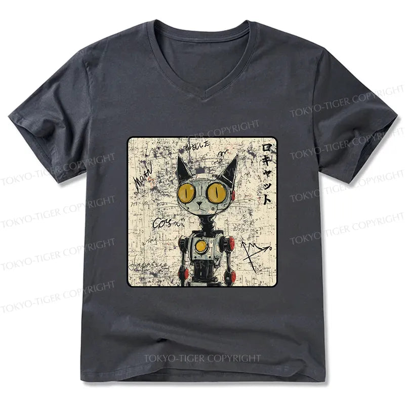 Kyoto-Lion Robot Cat V-Neck Classic T-Shirt