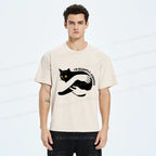 washed unisex cat t-shirt for casual daily