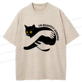 washed unisex cat t-shirt for casual daily