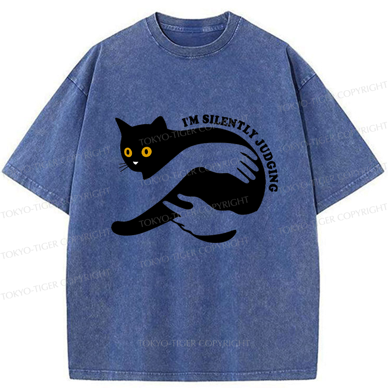 washed unisex cat t-shirt for casual daily