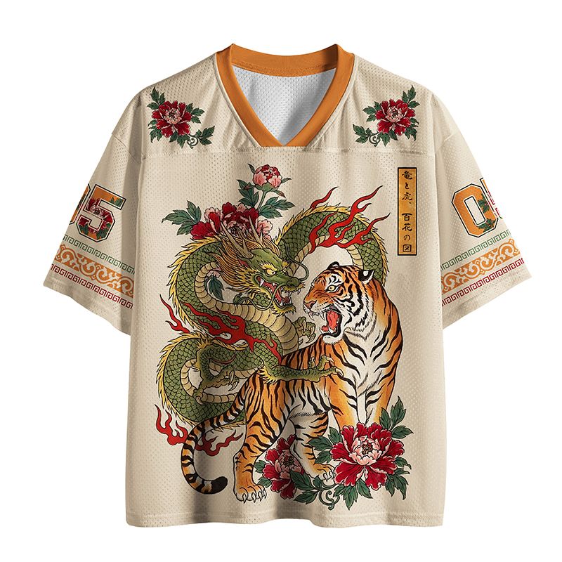 Japanese Dragon Tiger Mesh Jersey for Summer