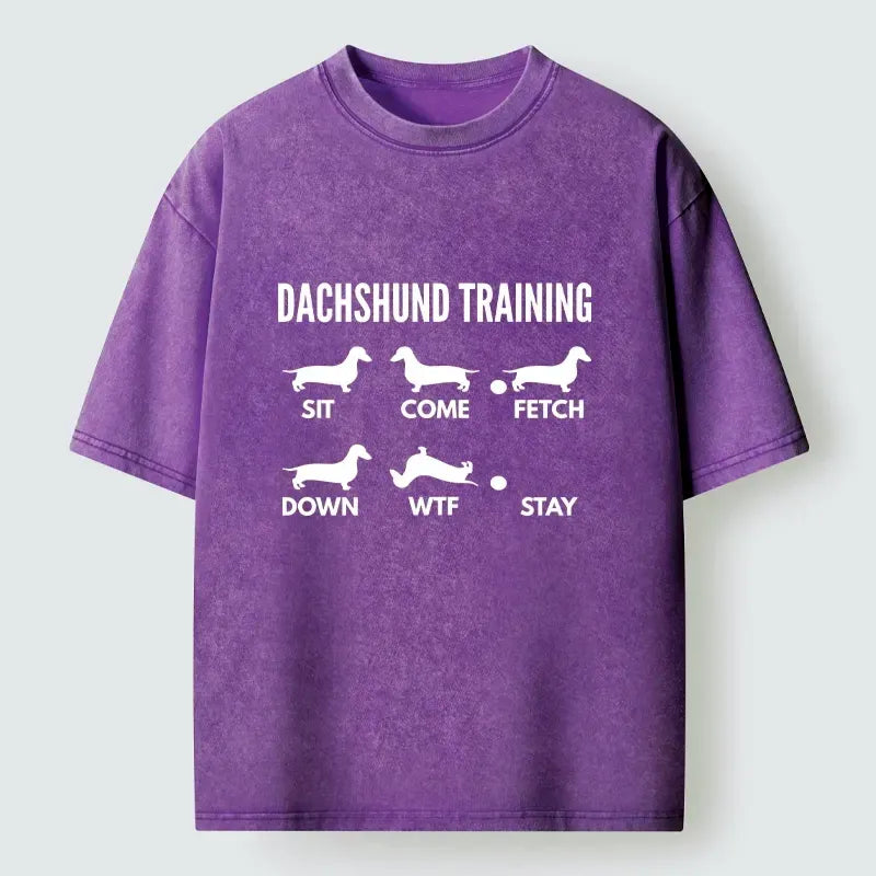 Kyoto-Lion Chaotic Dachshund Commands Meme Washed T-Shirt