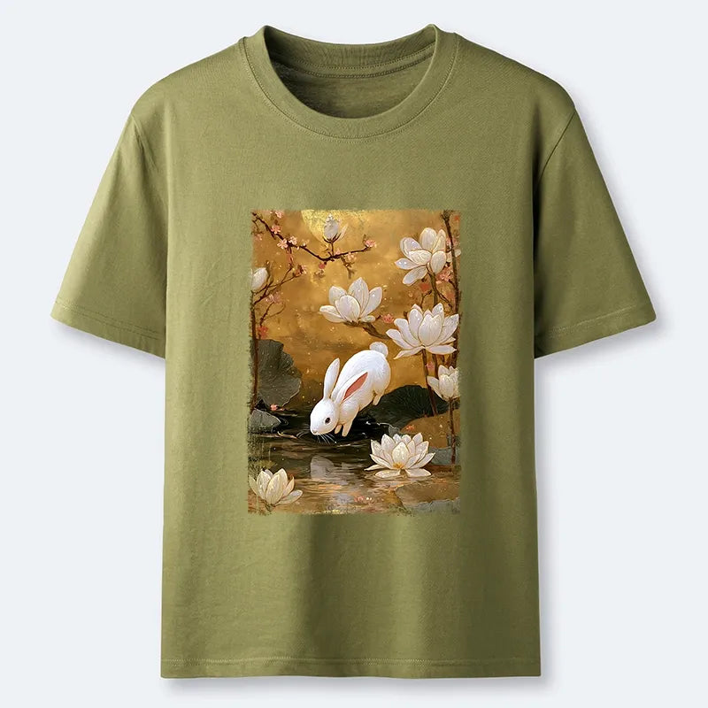 Kyoto-Lion Oriental Rabbit Pond Scene Classic T-Shirt
