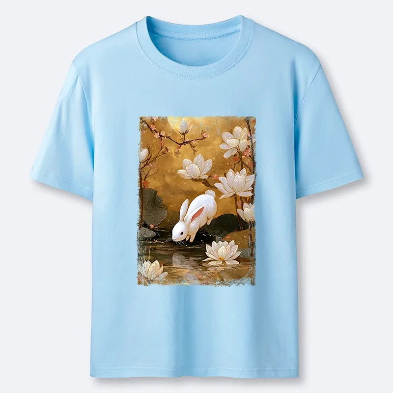 Kyoto-Lion Oriental Rabbit Pond Scene Classic T-Shirt