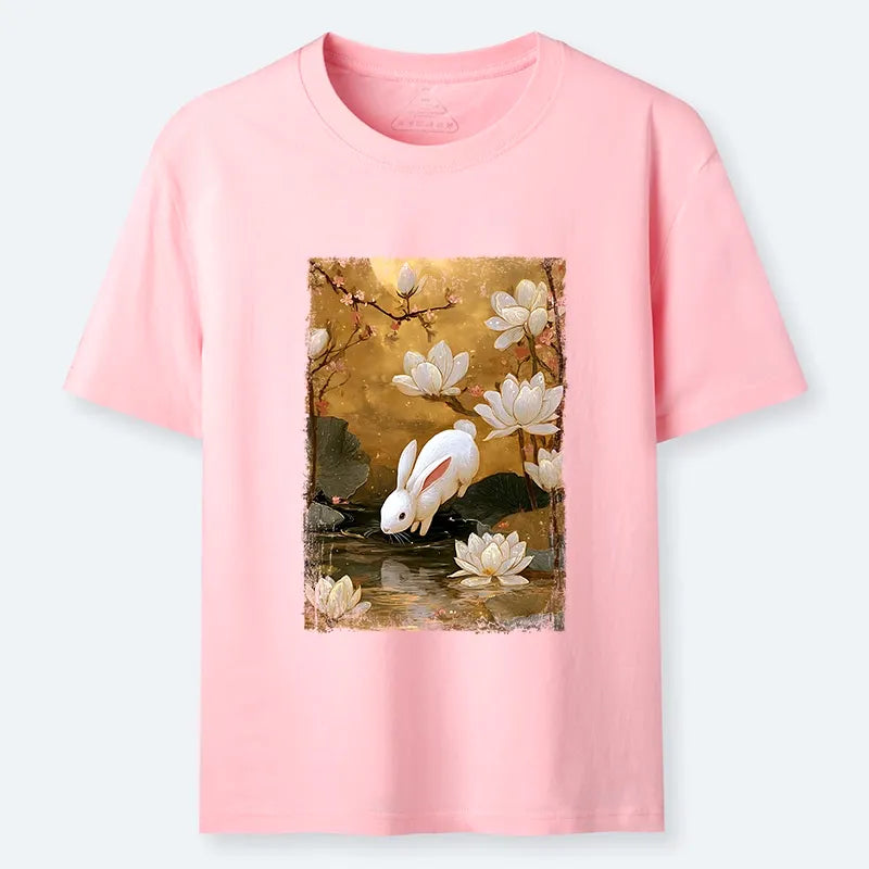 Kyoto-Lion Oriental Rabbit Pond Scene Classic T-Shirt