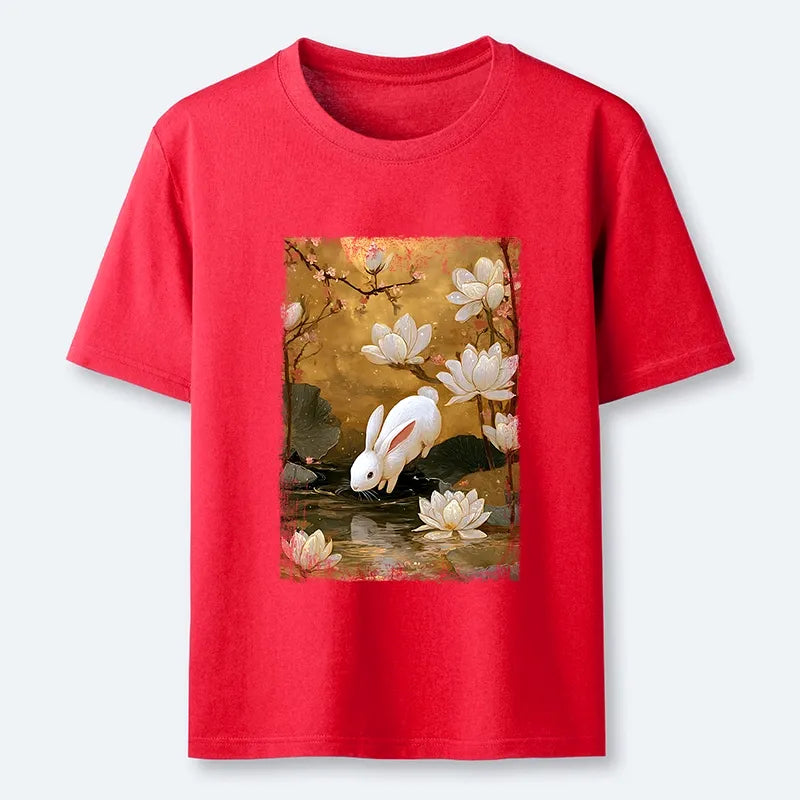 Kyoto-Lion Oriental Rabbit Pond Scene Classic T-Shirt