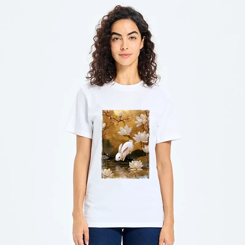 Kyoto-Lion Oriental Rabbit Pond Scene Classic T-Shirt