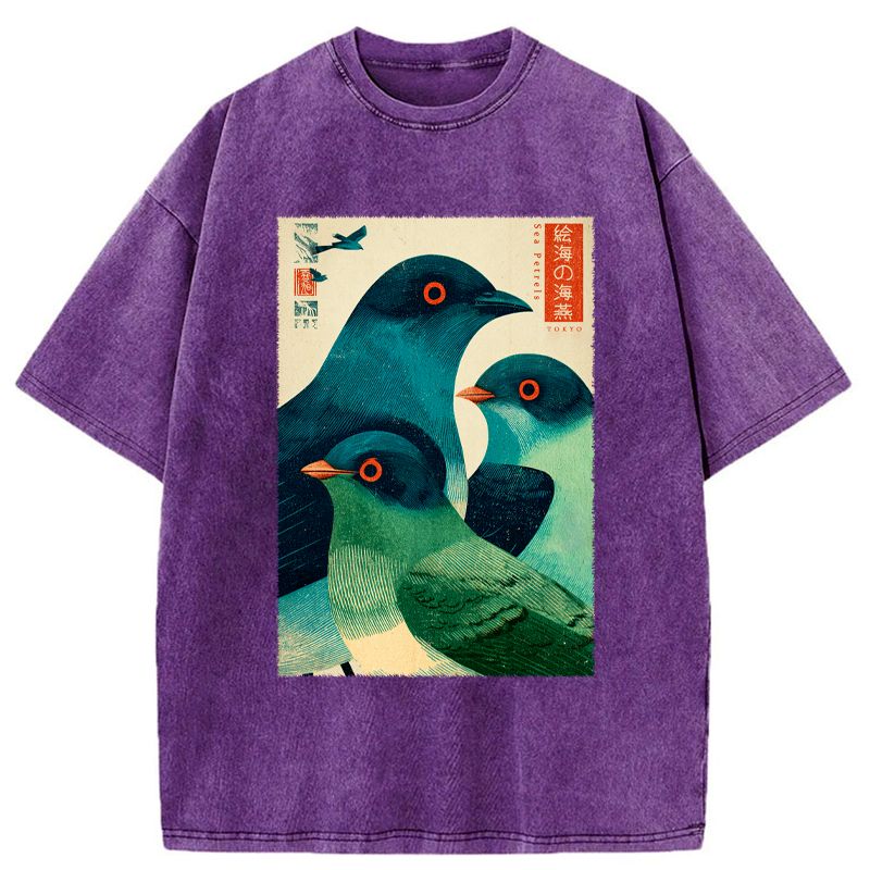Kyoto-Lion Petrels Of The Painted Sea Washed T-Shirt