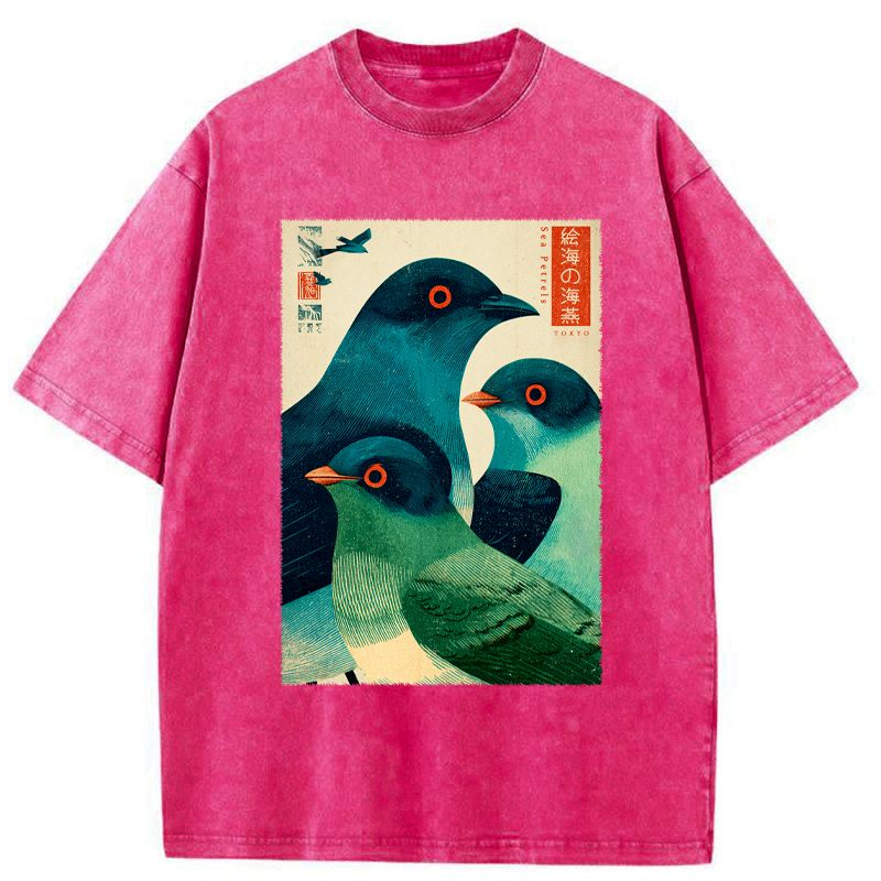 Kyoto-Lion Petrels Of The Painted Sea Washed T-Shirt